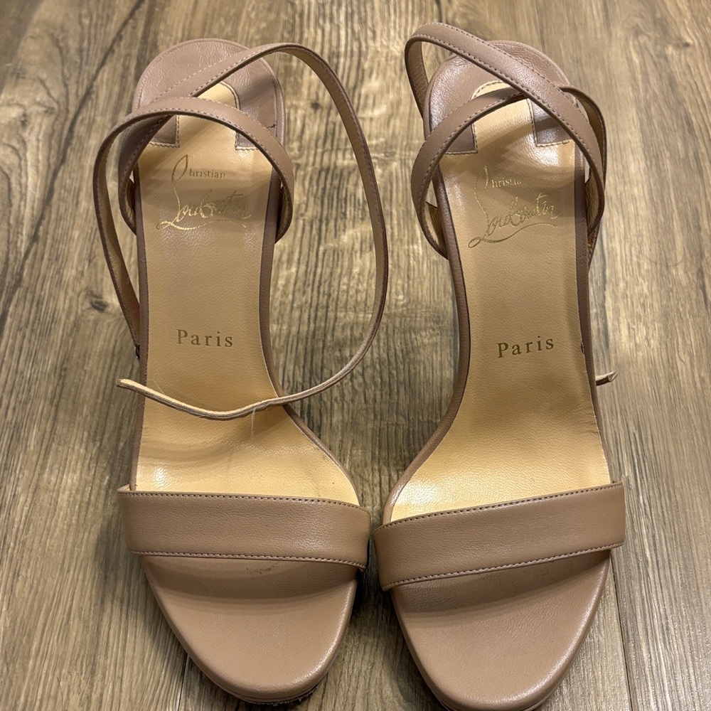 Christian Louboutin Tan Strappy Heels